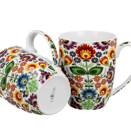 kubek z wzorem łowickim